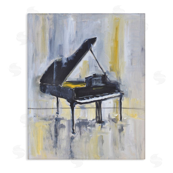 stupell industries Allayn Stevens | Distressed Grand Piano Instrument Blue Gold