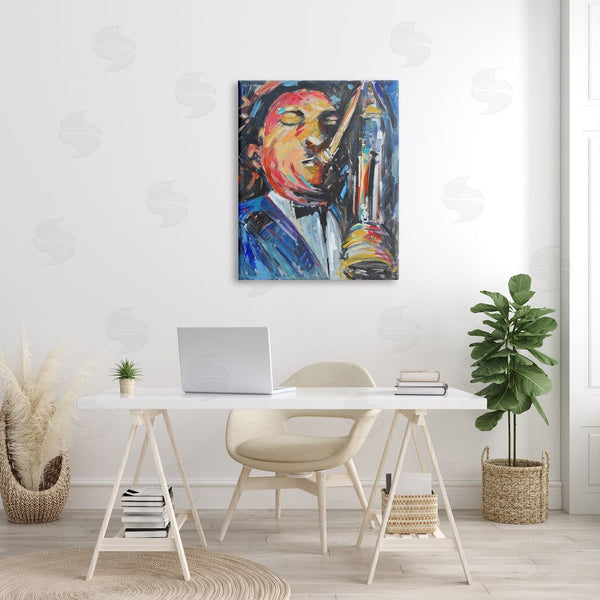 Stupell Industries Allayn Stevens | Expressive Jazz Saxophone Contemporary Musician Portrait Wall Art