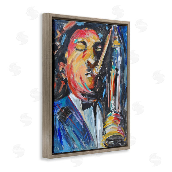 Stupell Industries Allayn Stevens | Expressive Jazz Saxophone Contemporary Musician Portrait Wall Art