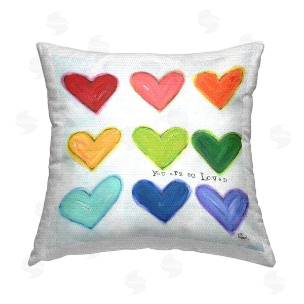 Stupell Industries Alli Rogosich | You Are So Loved Rainbow Hearts Printed Throw Pillow