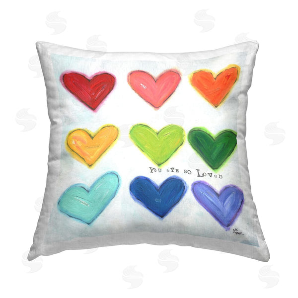 stupell industries Alli Rogosich | You Are So Loved Rainbow Hearts Printed Throw Pillow