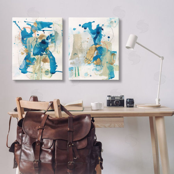 Stupell Industries Allison Ford | Abstract Blue Gold Splash Wall Art