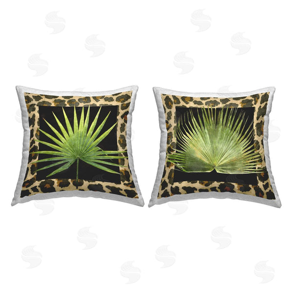 Stupell Industries Alonzo Saunders | Animal Pattern Leaves Printed Throw Pillow Set
