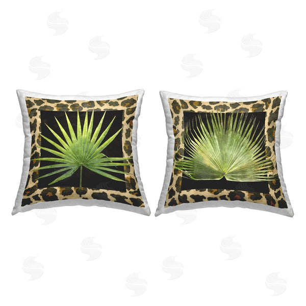 stupell industries Alonzo Saunders | Animal Pattern Leaves Printed Throw Pillow Set