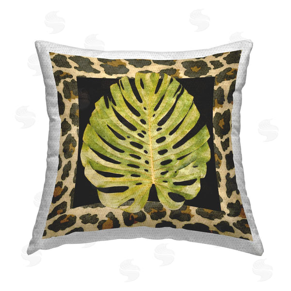 Stupell Industries Alonzo Saunders | Animal Patterned Monstera Printed Throw Pillow