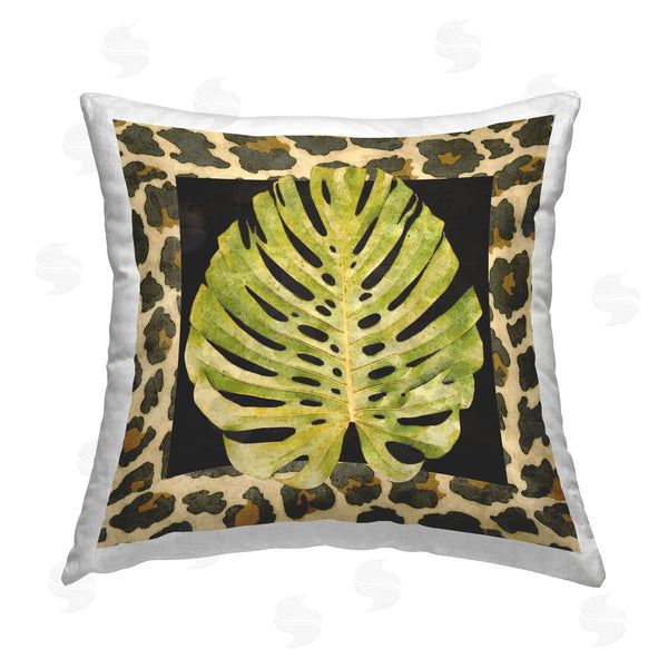 stupell industries Alonzo Saunders | Animal Patterned Monstera Printed Throw Pillow