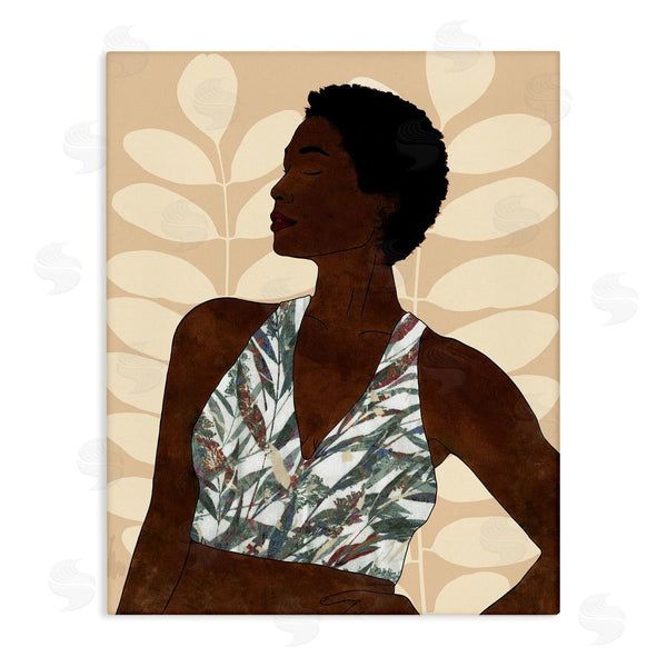 stupell industries Alonzo Saunders | Beautiful Female Portrait Intricate Forest Pattern