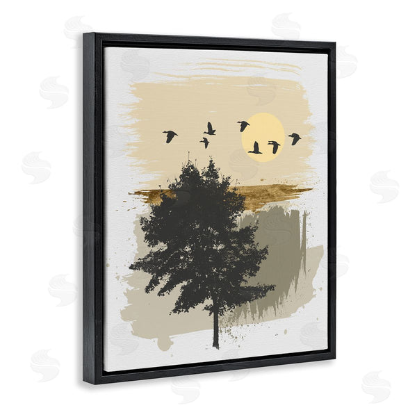 Stupell Industries Alonzo Saunders | Birds Flying Over Tree Quick Abstract Grunge Painting Wall Art