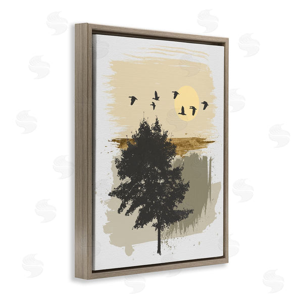 Stupell Industries Alonzo Saunders | Birds Flying Over Tree Quick Abstract Grunge Painting Wall Art