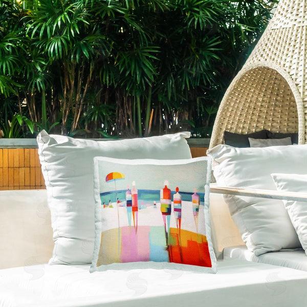 Stupell Industries Alonzo Saunders | Bold Modern Beachgoers Printed Throw Pillow