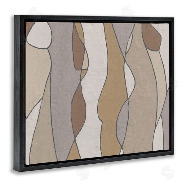 Stupell Industries Alonzo Saunders | Curved Shape Figures Abstraction Brown Beige Neutral