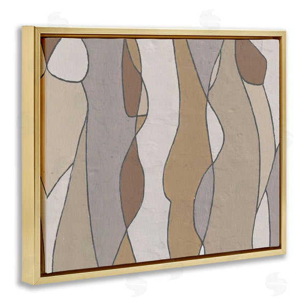 Stupell Industries Alonzo Saunders | Curved Shape Figures Abstraction Brown Beige Neutral