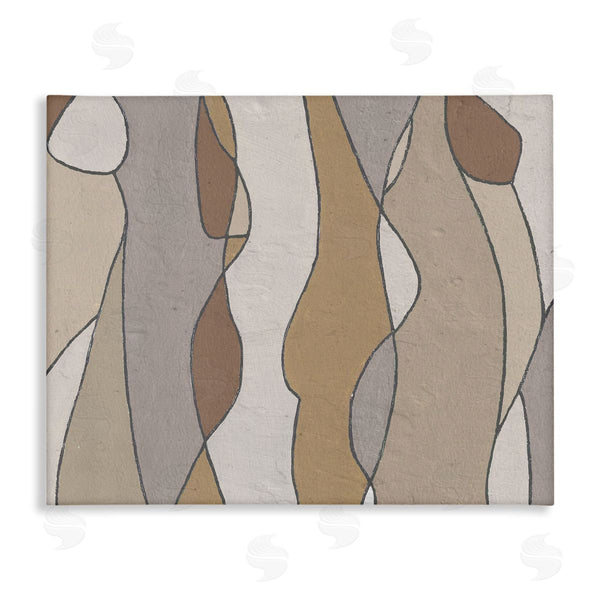 stupell industries Alonzo Saunders | Curved Shape Figures Abstraction Brown Beige Neutral