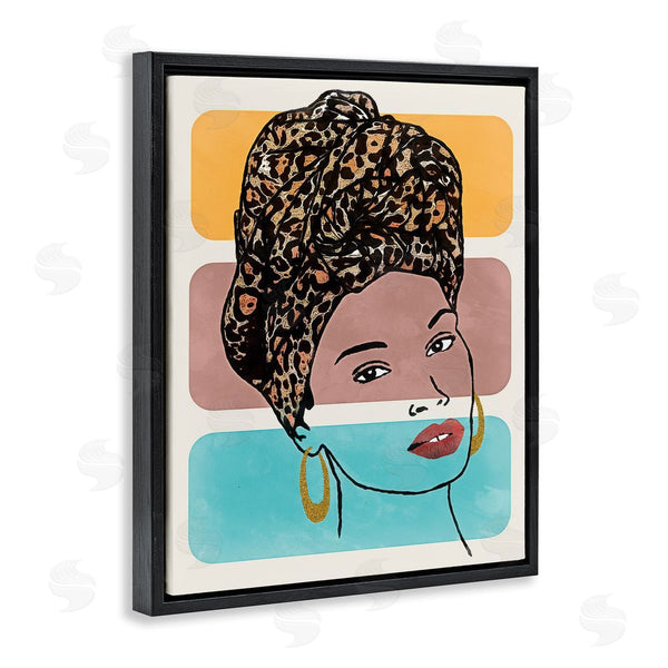 Stupell Industries Alonzo Saunders | Fashion Headwrap Portrait Over Bold Blocked Shapes