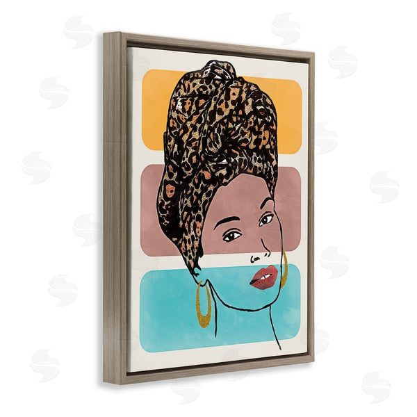Stupell Industries Alonzo Saunders | Fashion Headwrap Portrait Over Bold Blocked Shapes