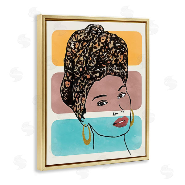 Stupell Industries Alonzo Saunders | Fashion Headwrap Portrait Over Bold Blocked Shapes