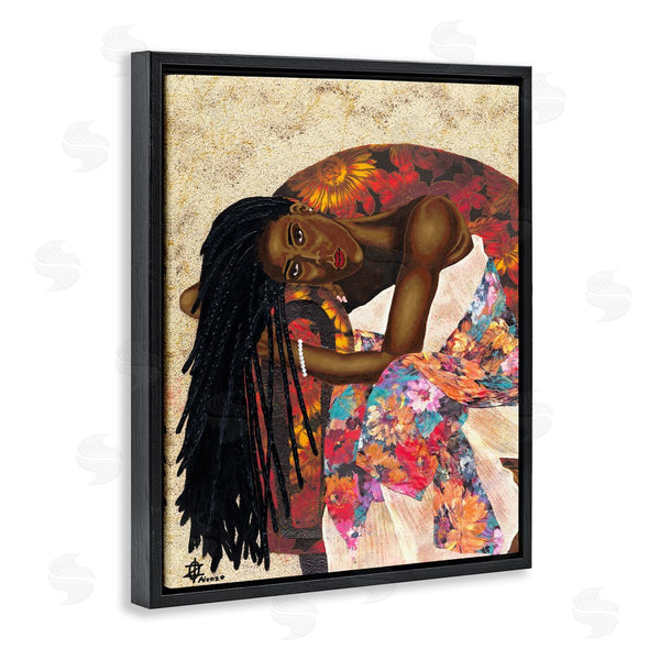 Stupell Industries Alonzo Saunders | Female With Tropical Print Dress Glam Fashion