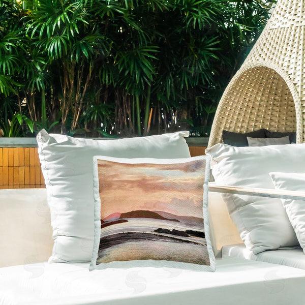 Stupell Industries Alonzo Saunders | Rocky Shore At Sunset Printed Throw Pillow