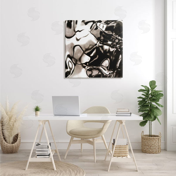 Stupell Industries Alonzo Saunders | Shimmering Glow Water Abstraction Monochromatic Grey Black Wall Art