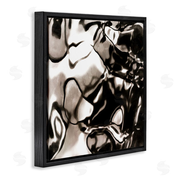 Stupell Industries Alonzo Saunders | Shimmering Glow Water Abstraction Monochromatic Grey Black Wall Art