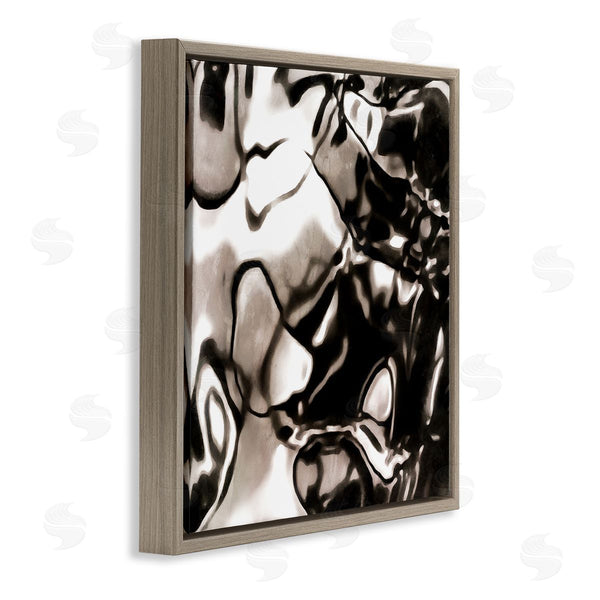 Stupell Industries Alonzo Saunders | Shimmering Glow Water Abstraction Monochromatic Grey Black Wall Art
