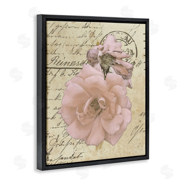 Stupell Industries Alonzo Saunders | Soft Pink Florals On Vintage Postal Letter