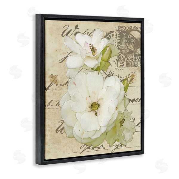 Stupell Industries Alonzo Saunders | White Country Florals Over Vintage Postal Card