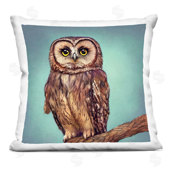 stupell industries Alpenglow Workshop | Baby Owl Gazing Nature Printed Throw Pillow