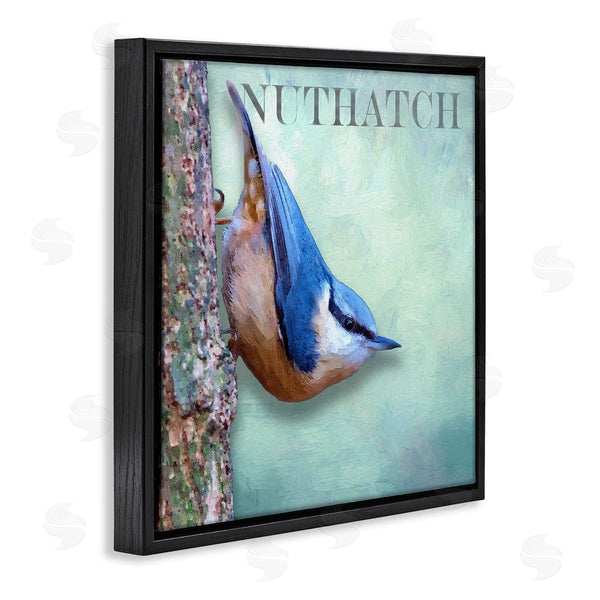 Stupell Industries Alpenglow Workshop | Blue Nuthatch Bird Climbing Tree Forest Wildlife Wall Art