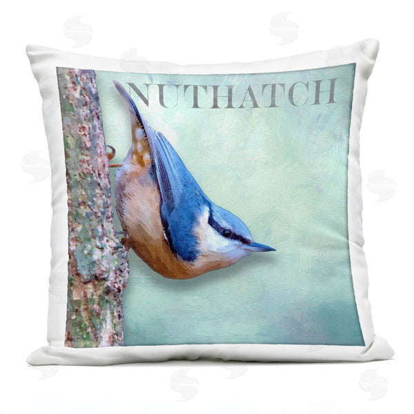 Stupell Industries Alpenglow Workshop | Blue Nuthatch Bird Woodland Nature Printed Throw Pillow