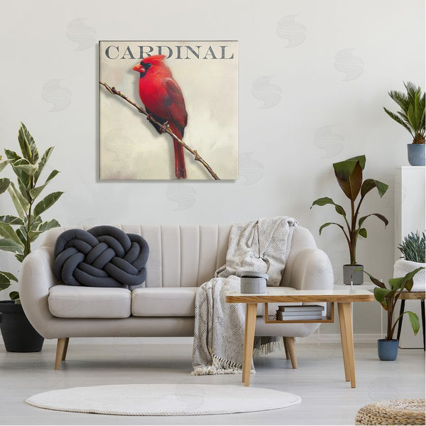 Stupell Industries Alpenglow Workshop | Bold Red Cardinal Bird Portrait Rustic Text Design Wall Art