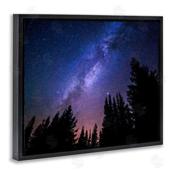 Stupell Industries Alpenglow Workshop | Deep Blue & Purple Galaxy Sky Stars Woodlands Border Wall Art