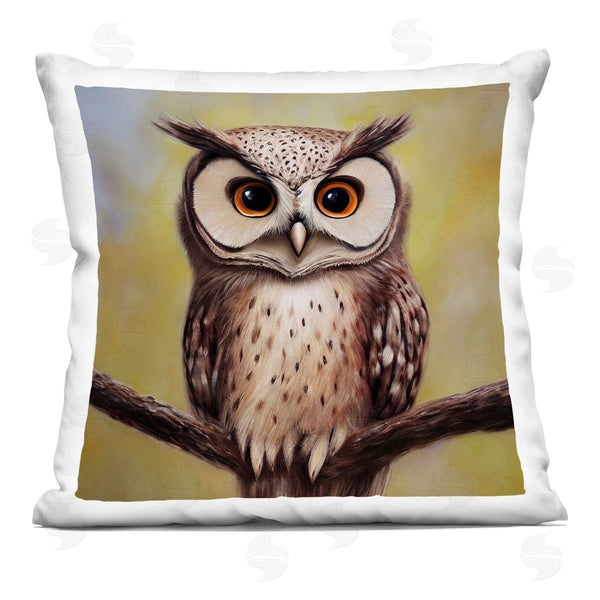stupell industries Alpenglow Workshop | Detailed Owl Perched Nature Printed Throw Pillow