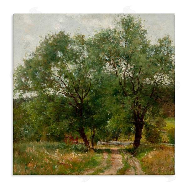stupell industries Alpenglow Workshop | Dirt Road Path Trees Rural Detailed Painting Wall Art