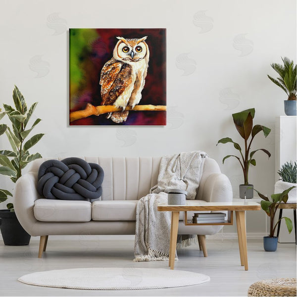 Stupell Industries Alpenglow Workshop | Intense Owl Gazing Perched Wall Art