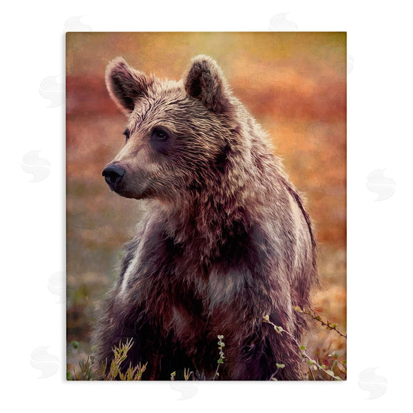 stupell industries Alpenglow Workshop | Majestic Baby Bear Warm Sunlit Forest Habitat Wall Art
