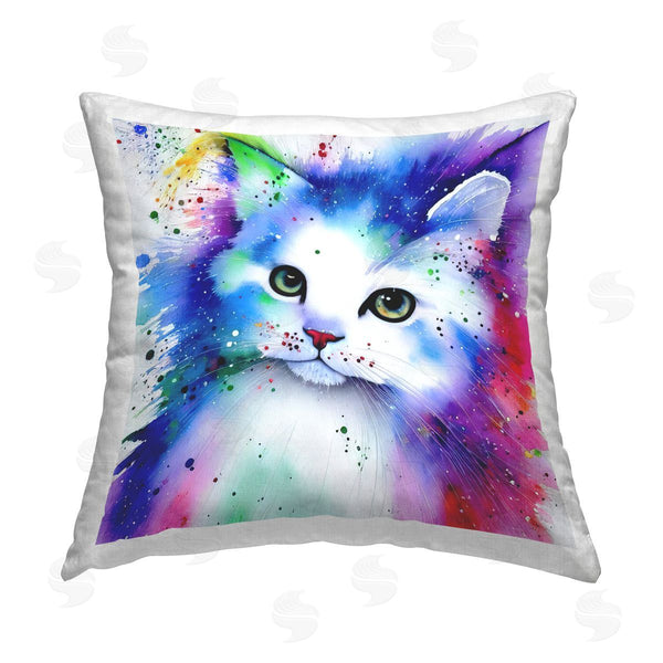 stupell industries Alpenglow Workshop | Modern Kitten Watercolor Effect Printed Throw Pillow