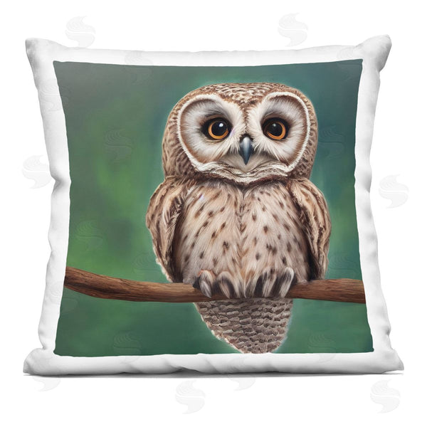 stupell industries Alpenglow Workshop | Owl Gazing Perched Branch Printed Throw Pillow