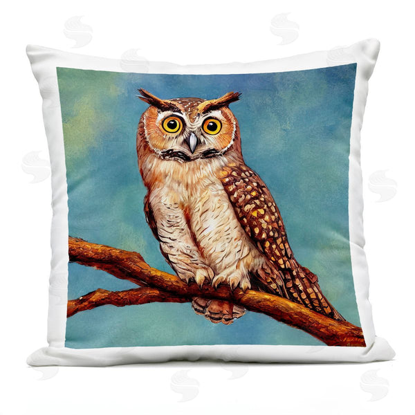 Stupell Industries Alpenglow Workshop | Owl Perched Blue Wildlife Printed Throw Pillow