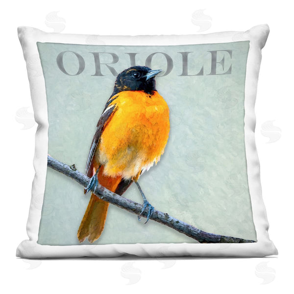 stupell industries Alpenglow Workshop | Perched Oriole Bird Wildlife Animal Printed Throw Pillow
