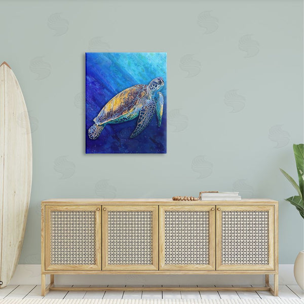 Stupell Industries Alpenglow Workshop | Sea Turtle Swimming Deep Blue Ocean Under Water Wall Art