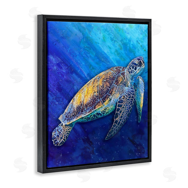 Stupell Industries Alpenglow Workshop | Sea Turtle Swimming Deep Blue Ocean Under Water Wall Art