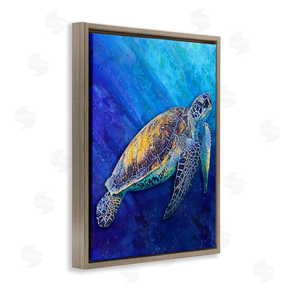 Stupell Industries Alpenglow Workshop | Sea Turtle Swimming Deep Blue Ocean Under Water Wall Art