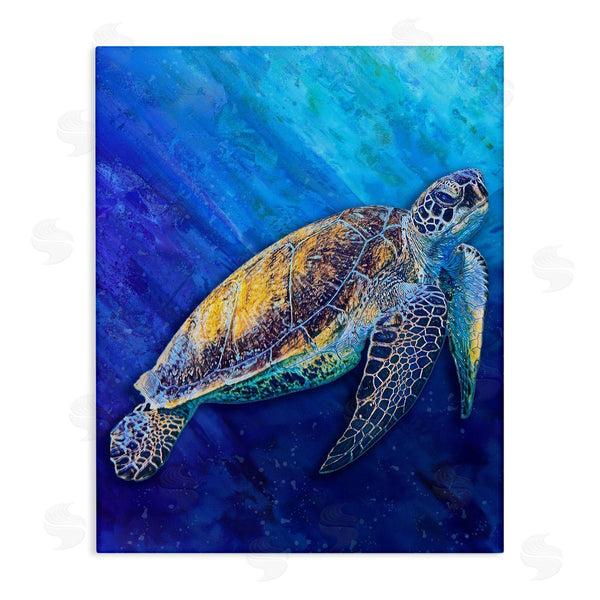 stupell industries Alpenglow Workshop | Sea Turtle Swimming Deep Blue Ocean Under Water Wall Art