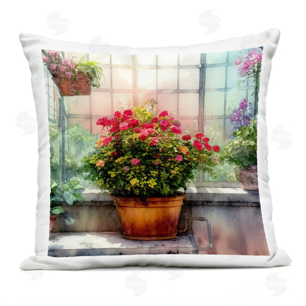 Stupell Industries Alpenglow Workshop | Sunlit Greenhouse Flower Garden Printed Throw Pillow