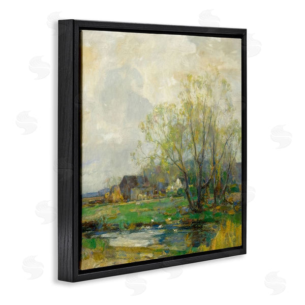 Stupell Industries Alpenglow Workshop | Tranquil Countryside Marsh Distant Farm Land Trees Wall Art