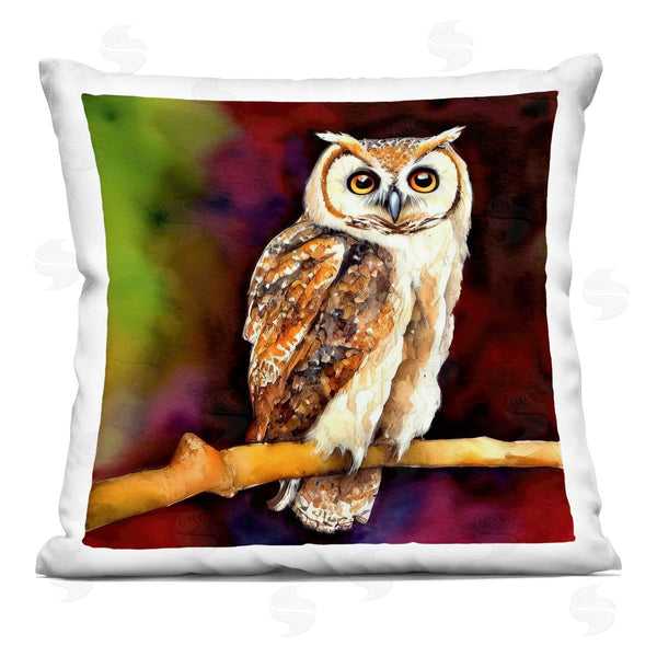 stupell industries Alpenglow Workshop | Vivid Owl Woodland Wildlife Printed Throw Pillow