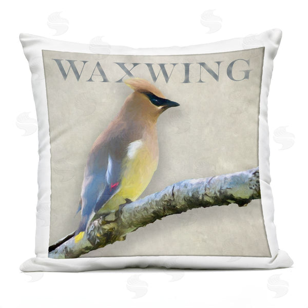 Stupell Industries Alpenglow Workshop | Waxwing Bird Perched Wildlife Design Printed Throw Pillow