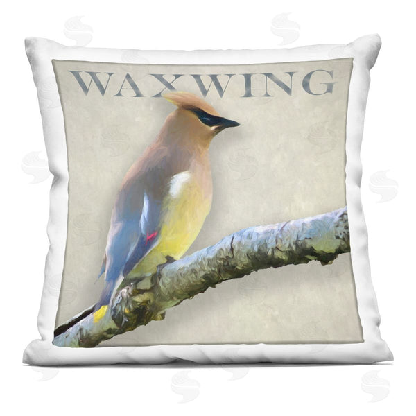 stupell industries Alpenglow Workshop | Waxwing Bird Perched Wildlife Design Printed Throw Pillow