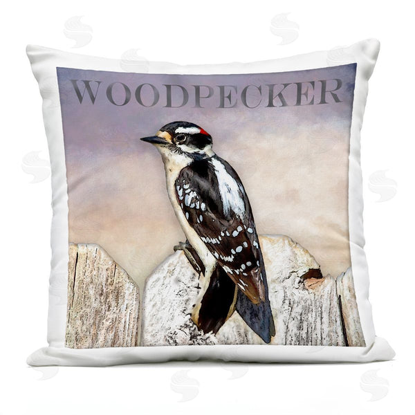 Stupell Industries Alpenglow Workshop | Woodpecker Bird Nature Animal Design Printed Throw Pillow